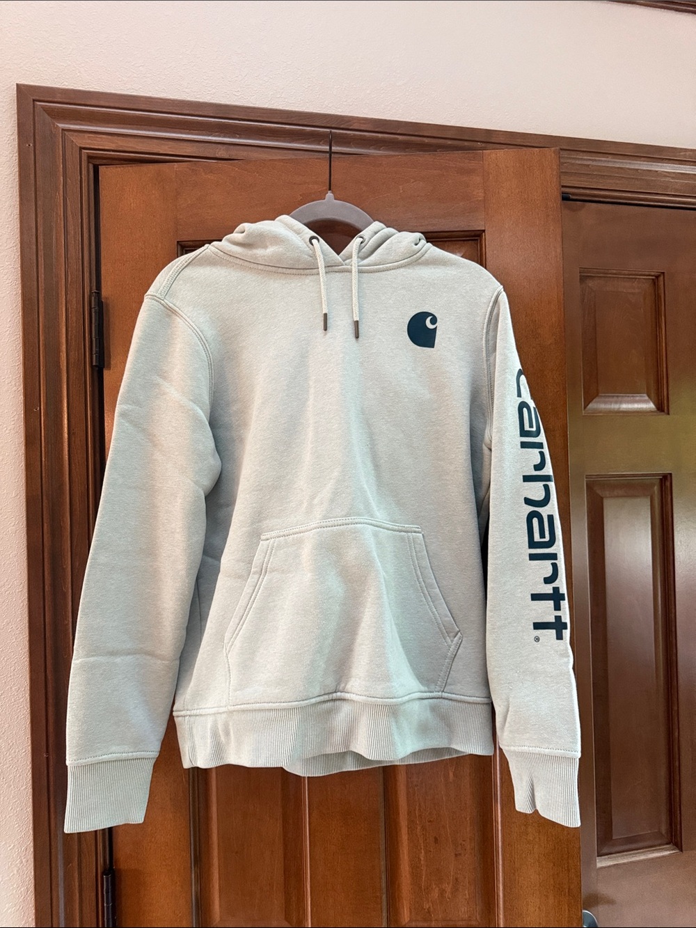 Carhartt blue Pullover Hoodie with Navy Sleeve Script